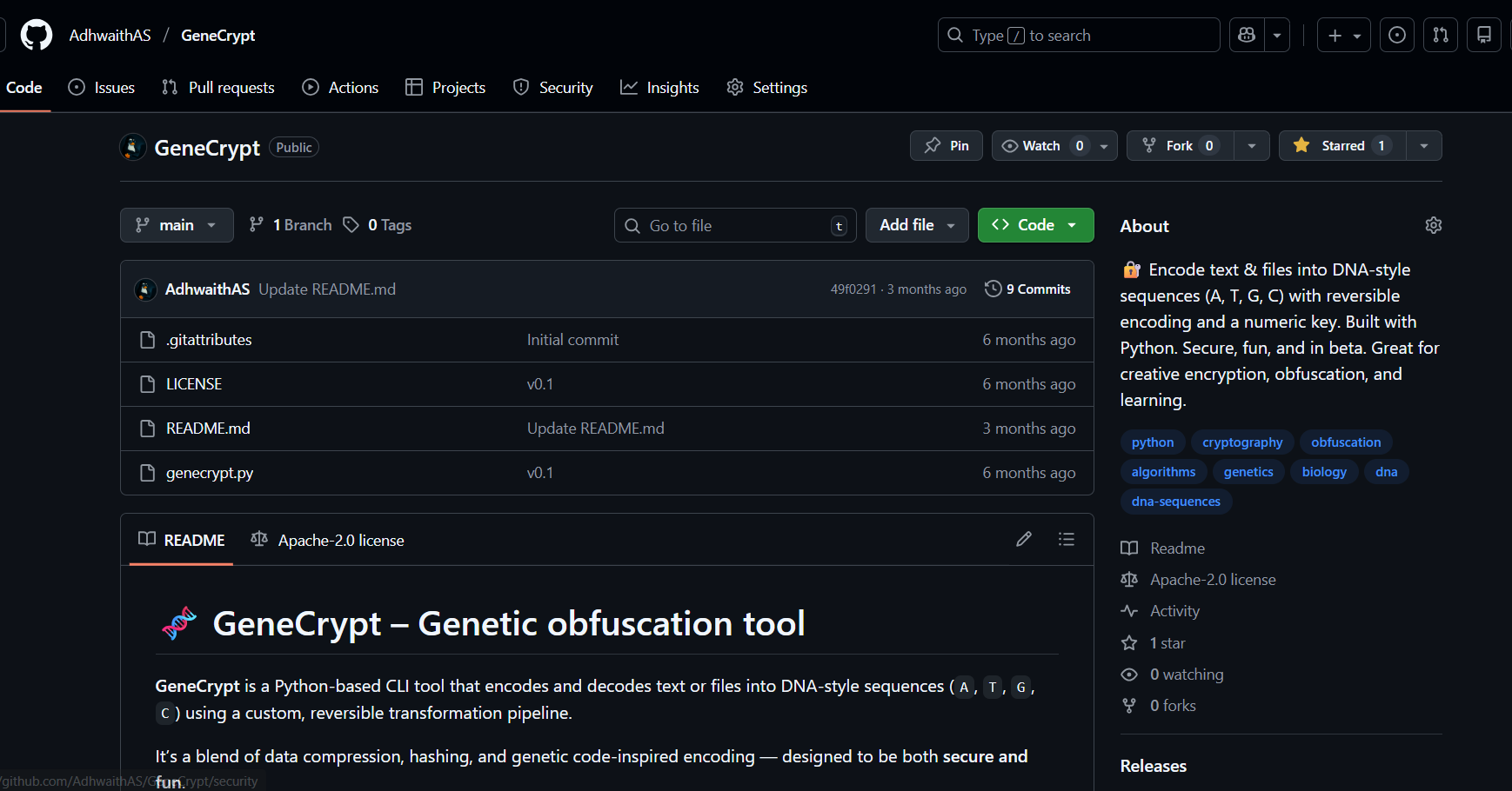 GeneCrypt screenshot 1